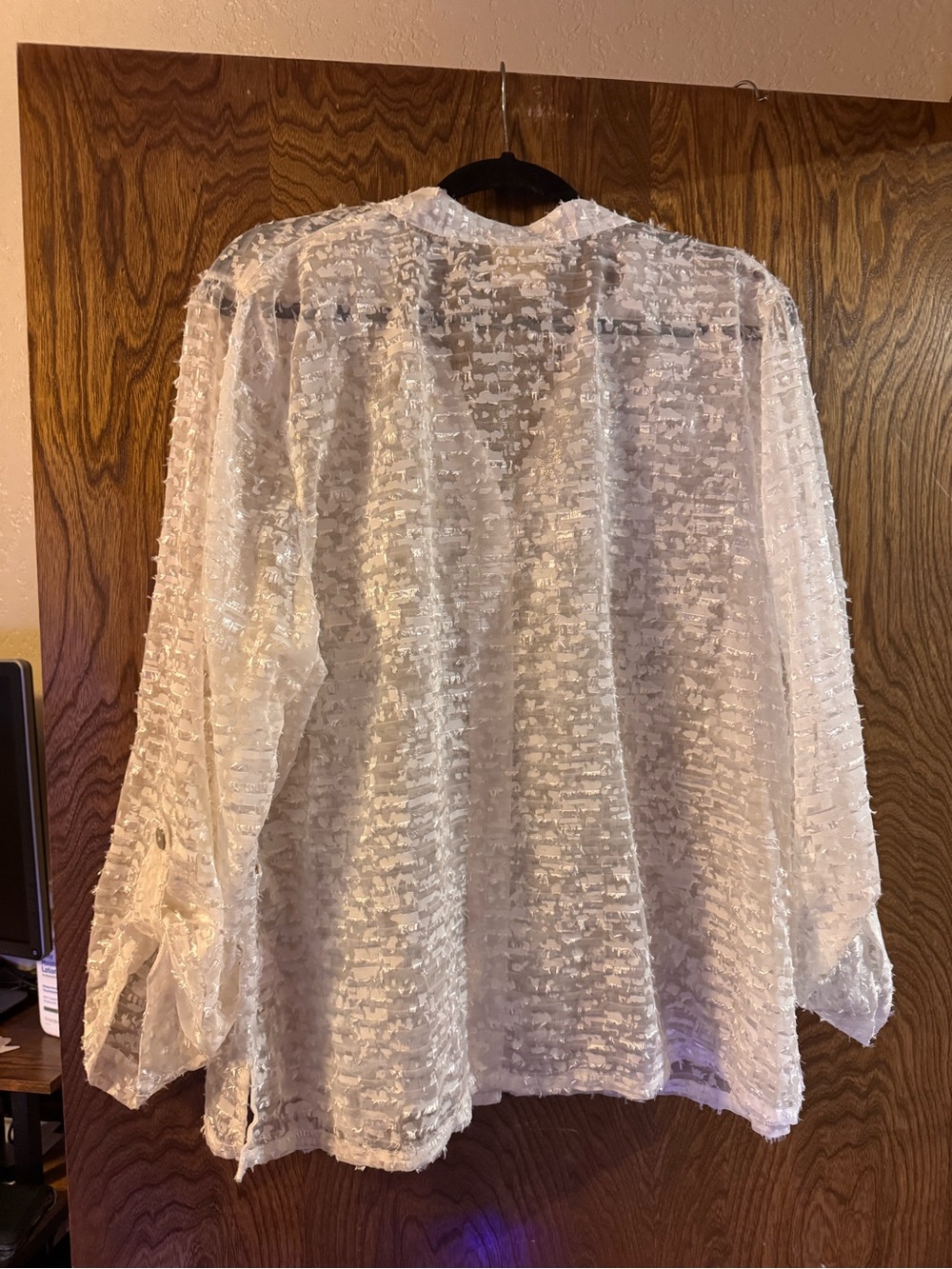 Ruby Rd. White Sheer Textured Button-Front Blouse - Picture 3 of 3